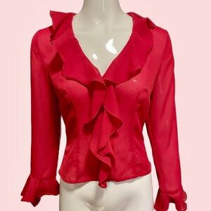 Elegant Ruffled Pink Blouse